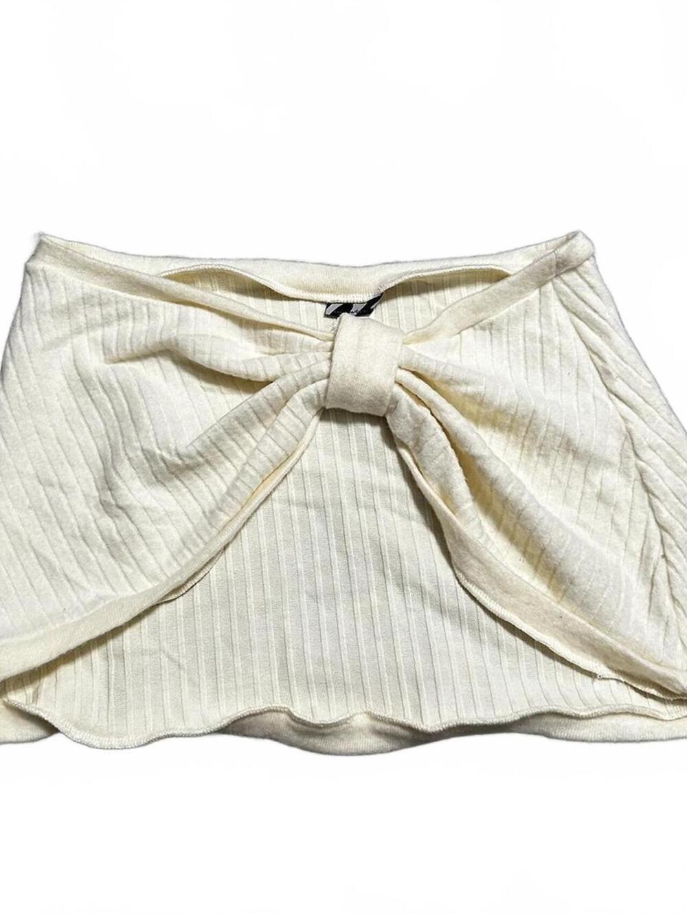 Y2K Monteau Brand Cream Knit Open Tube Top Size L